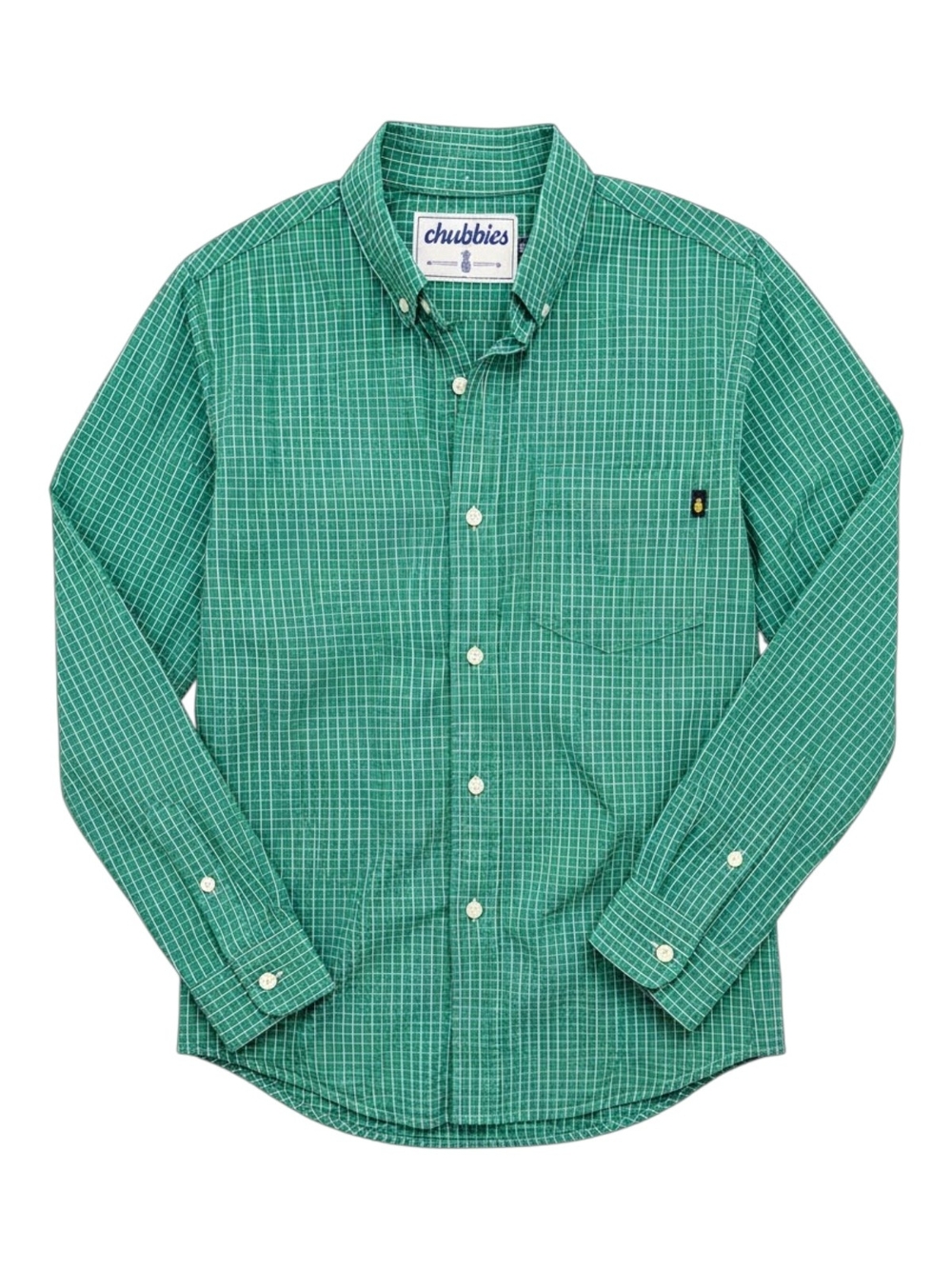 Chubbies Men's Green Check Button Down Shirt Medium Long Sleeve Casual Preppy